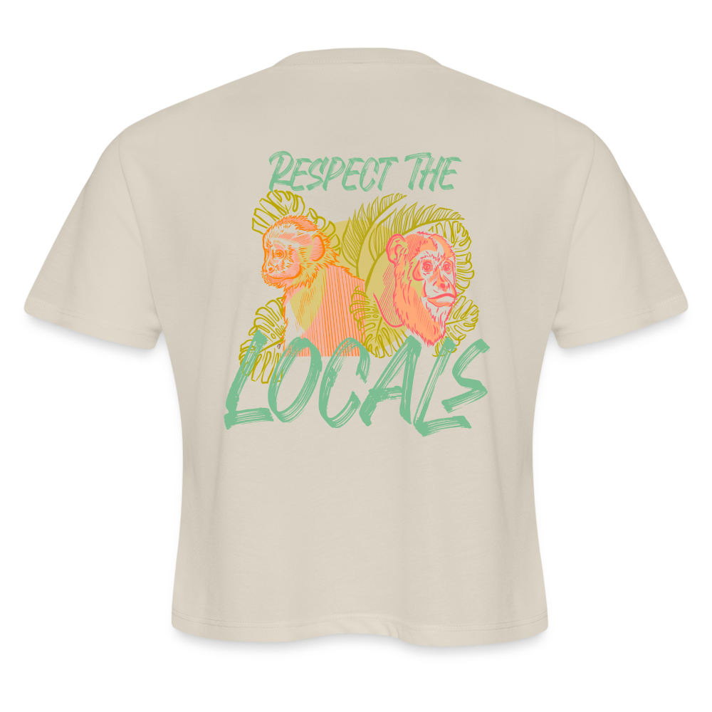 Respect the Locals - Green Logo - Women's Cropped T-Shirt - Beige - dust