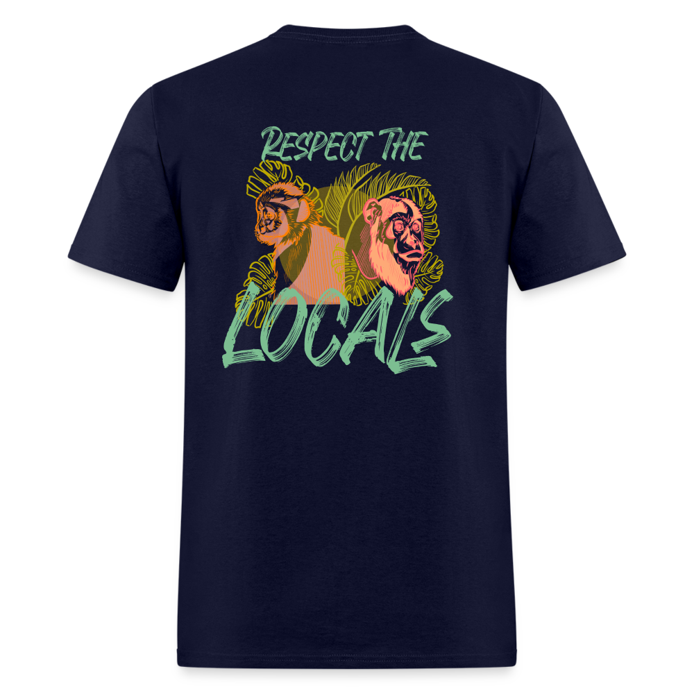 Respect The Locals Unisex Classic T-Shirt - Green Logo - navy