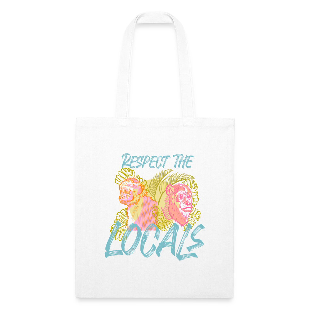 Recycled Tote Bag - Respect The Locals Blue - white
