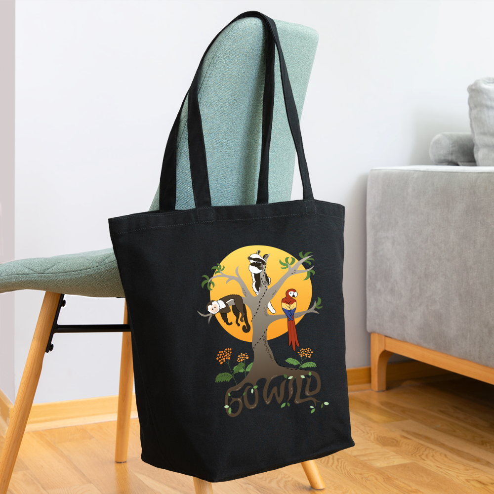 Go Wild Cotton Tote Color Graphic - black