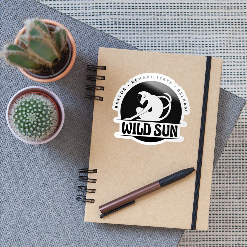 Wild Sun Sticker Black Logo - white glossy