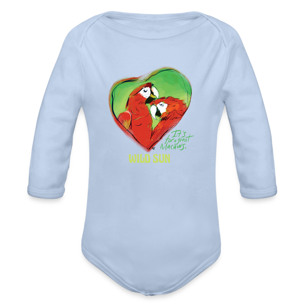 Great Macaws Long Sleeve Baby Bodysuit - sky