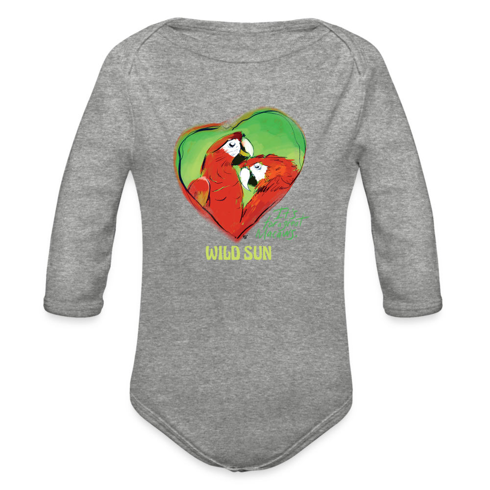 Great Macaws Long Sleeve Baby Bodysuit - heather grey