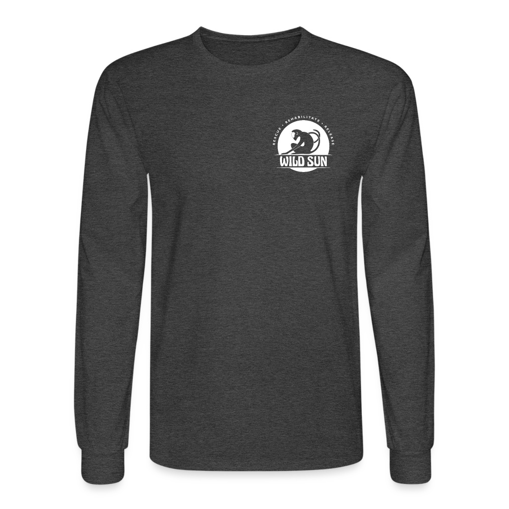 Wild Sun Men's Long Sleeve T-Shirt White Logo - heather black