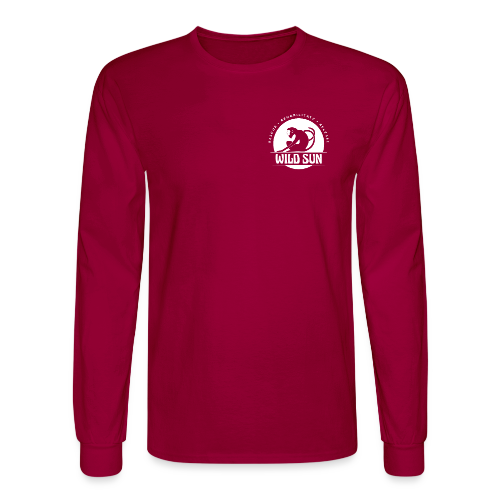 Wild Sun Men's Long Sleeve T-Shirt White Logo - dark red
