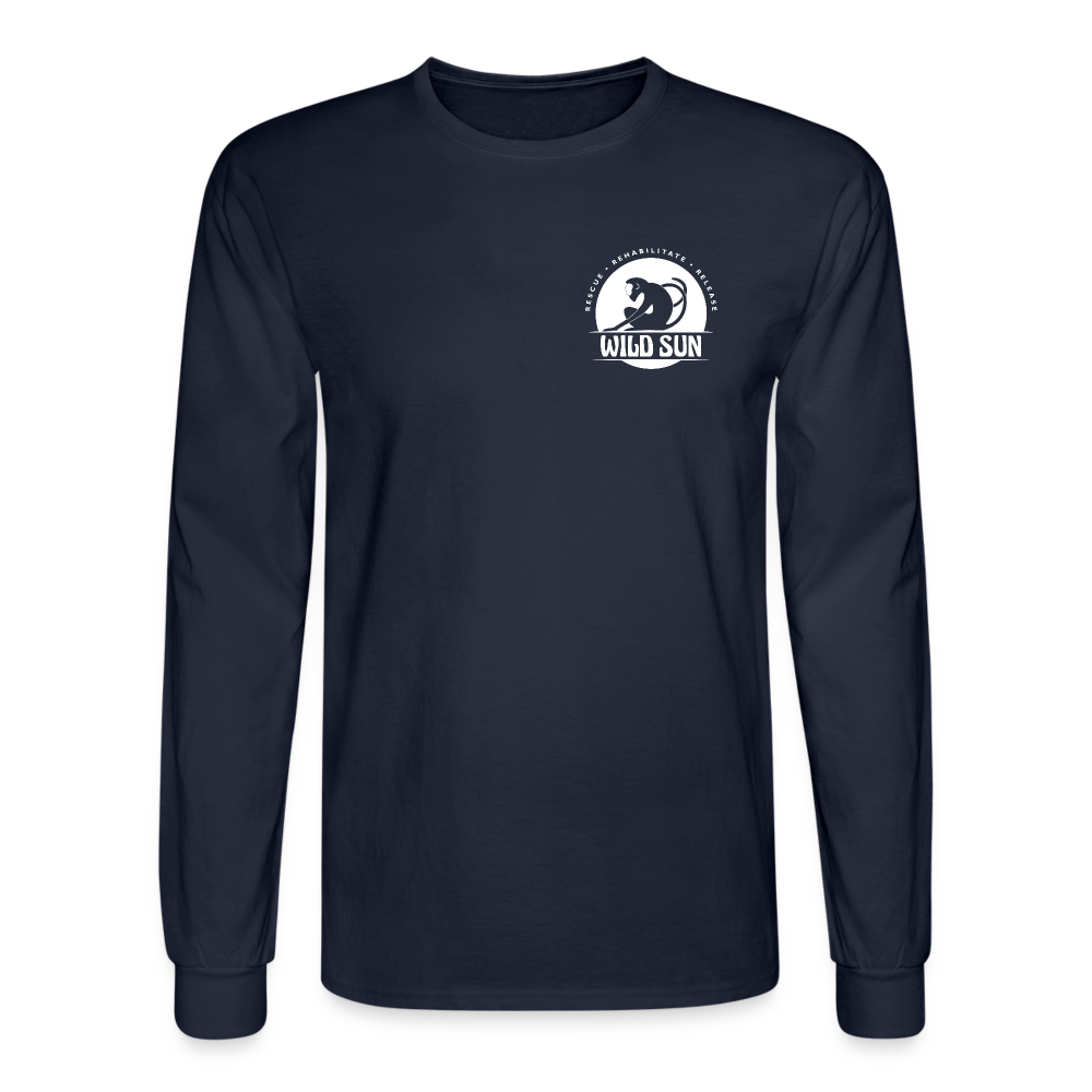 Wild Sun Men's Long Sleeve T-Shirt White Logo - navy