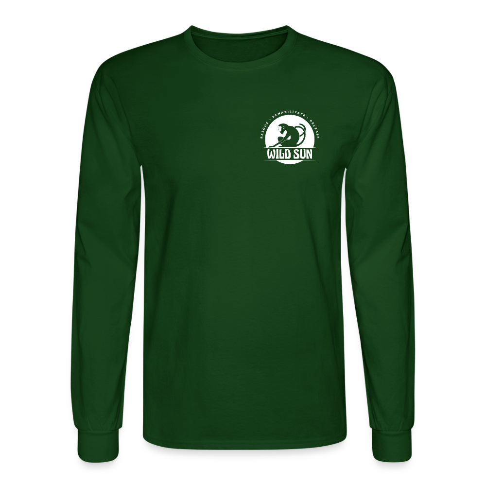 Wild Sun Men's Long Sleeve T-Shirt White Logo - forest green