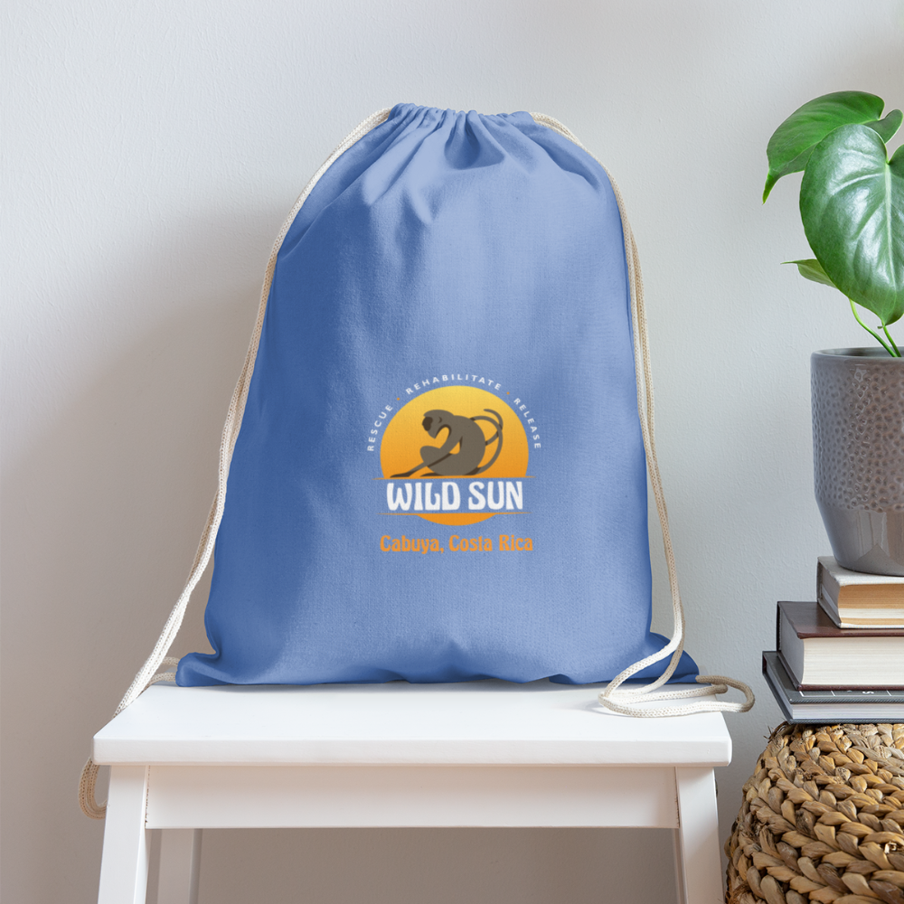 Wild Sun Cotton Drawstring Bag Color Logo - carolina blue