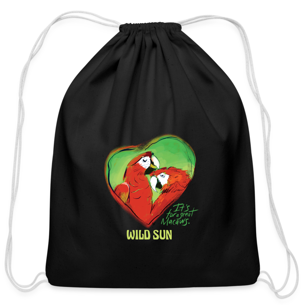 Great Macaws Cotton Drawstring Bag - black