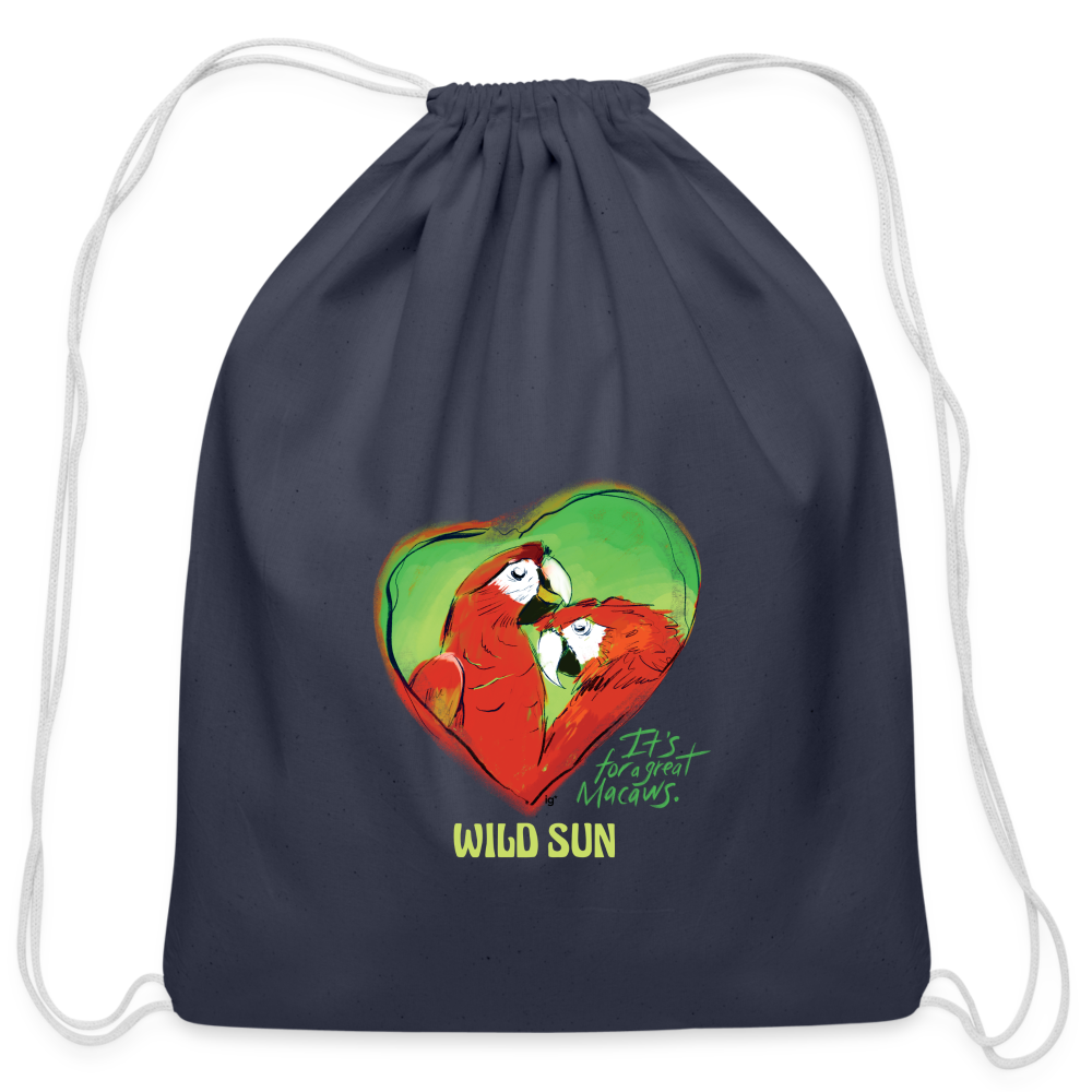 Great Macaws Cotton Drawstring Bag - navy