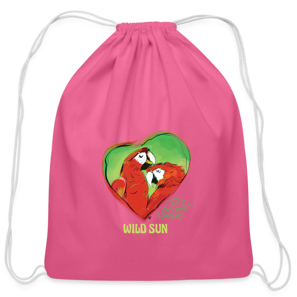Great Macaws Cotton Drawstring Bag - pink