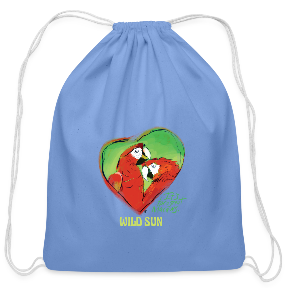 Great Macaws Cotton Drawstring Bag - carolina blue