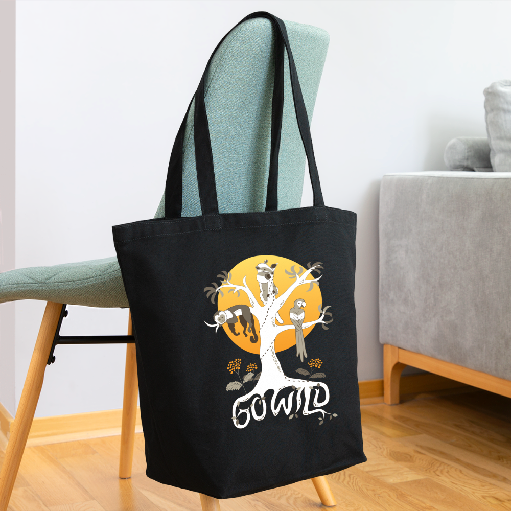 Go Wild Cotton Tote White Graphic - black
