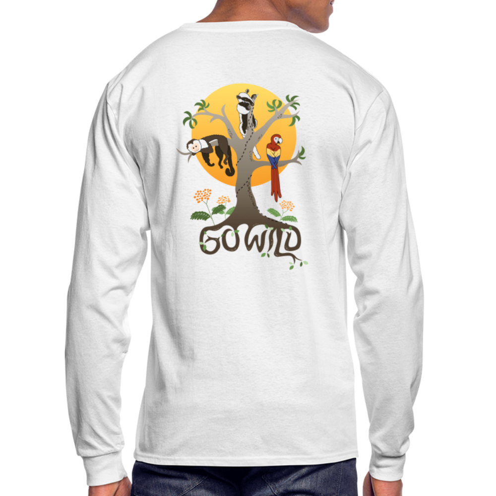 Go Wild Men's Long Sleeve T-Shirt Color Logo - white