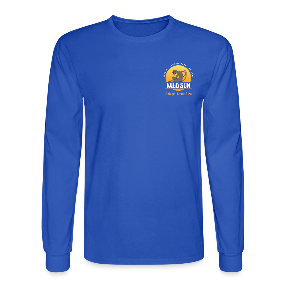 Go Wild Men's Long Sleeve T-Shirt White Graphic - royal blue