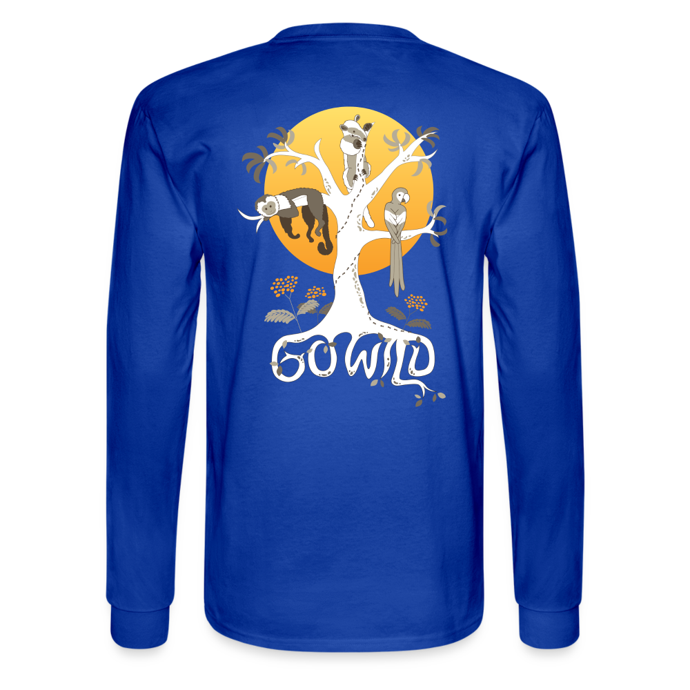 Go Wild Men's Long Sleeve T-Shirt White Graphic - royal blue
