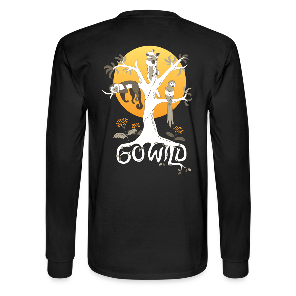 Go Wild Men's Long Sleeve T-Shirt White Graphic - black