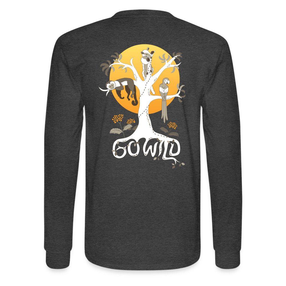 Go Wild Men's Long Sleeve T-Shirt White Graphic - heather black