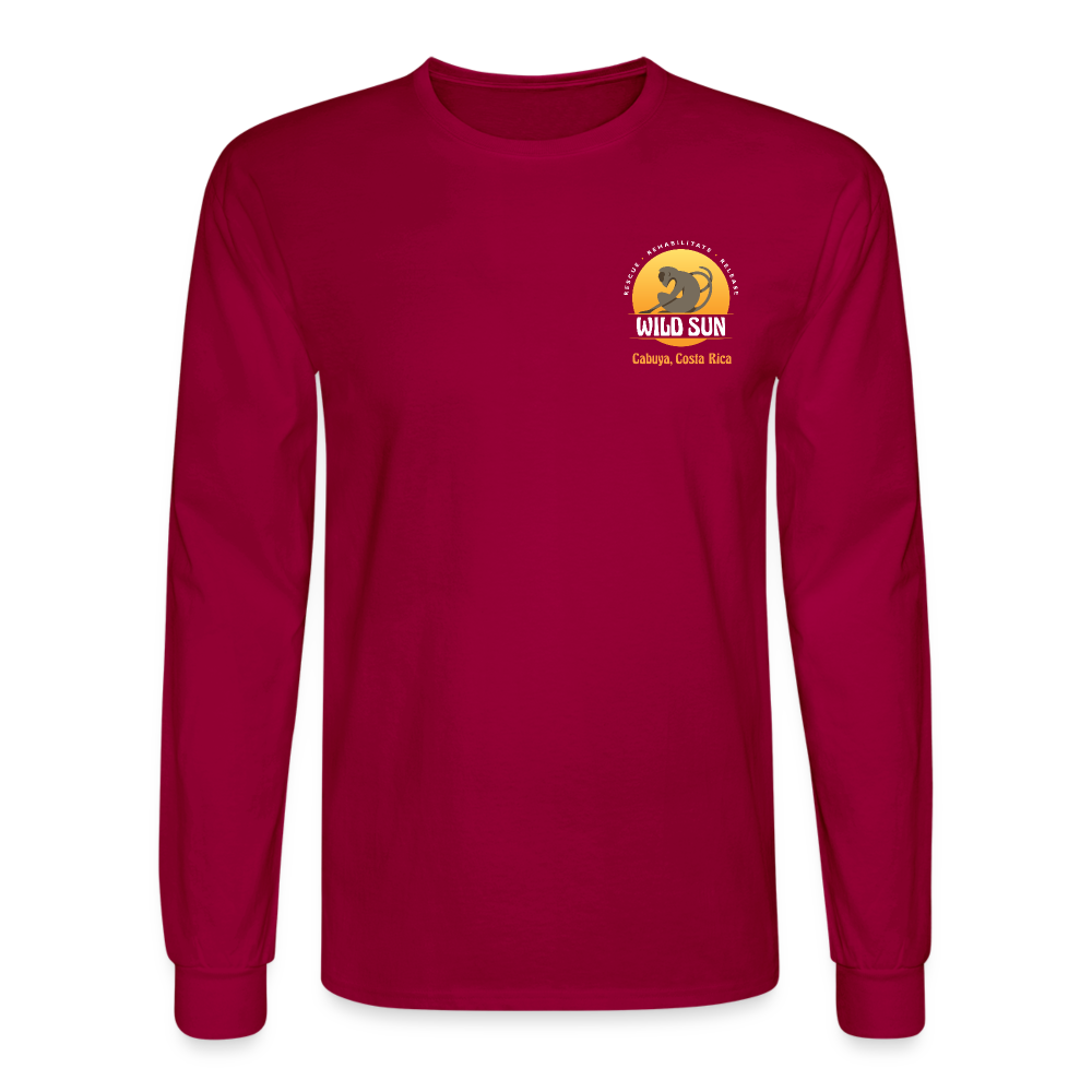 Go Wild Men's Long Sleeve T-Shirt White Graphic - dark red