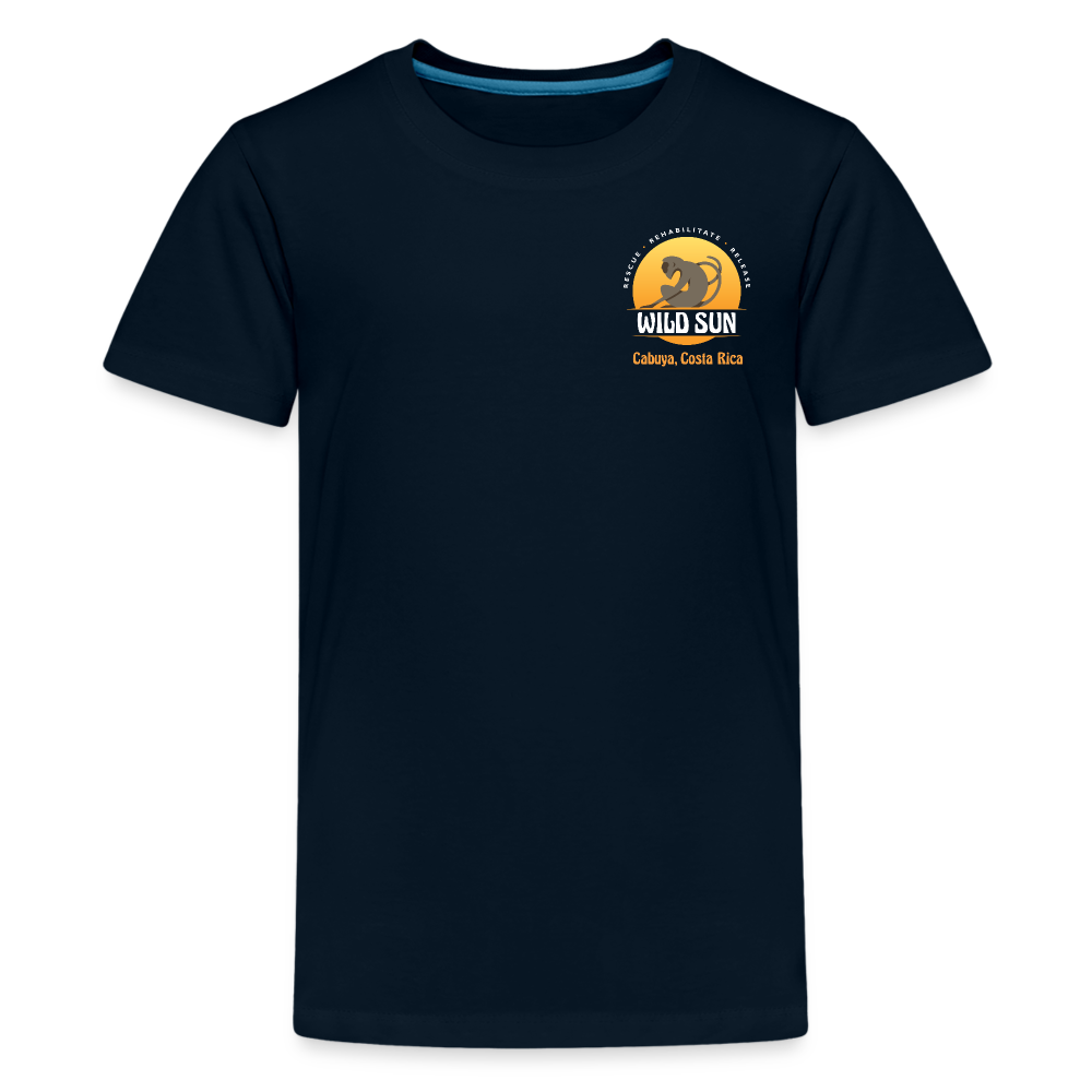 Go Wild Kids' Premium T-Shirt White Graphic - deep navy