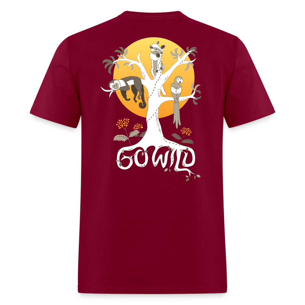 Go Wild Unisex Classic T-Shirt White Graphic - burgundy