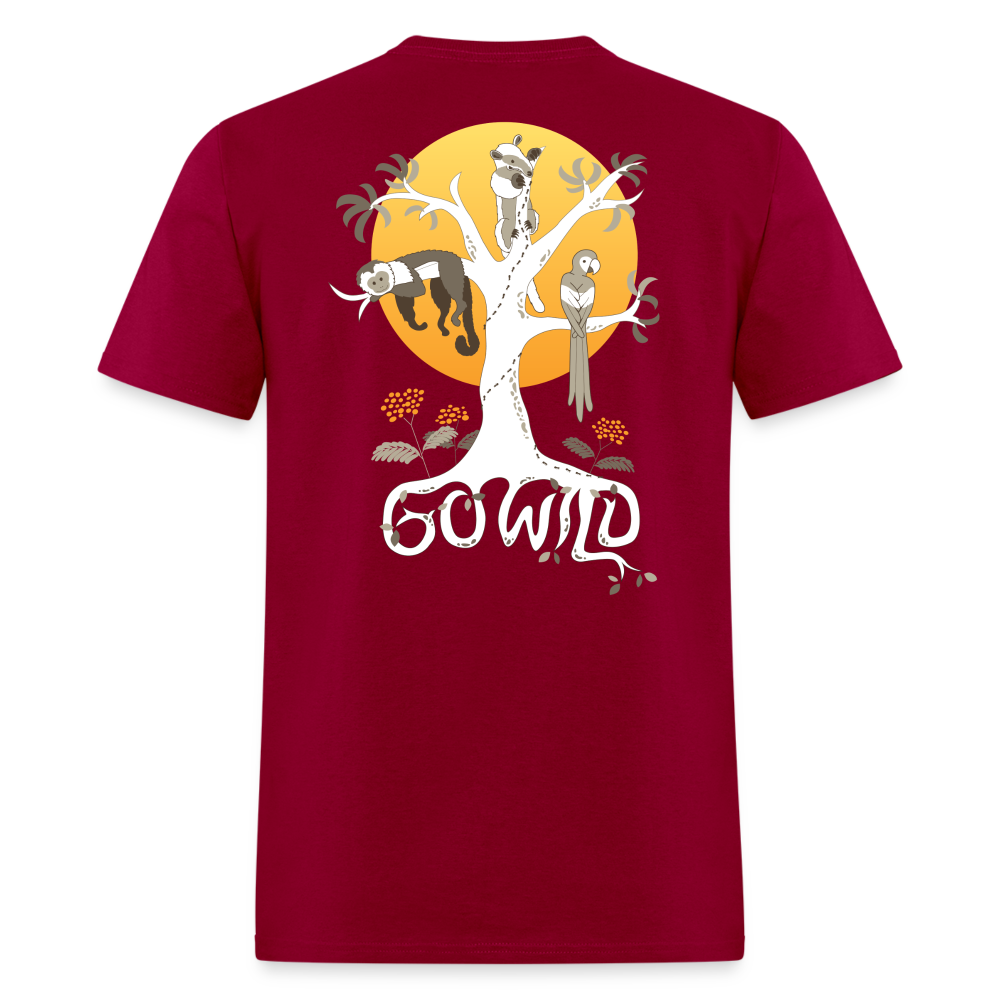 Go Wild Unisex Classic T-Shirt White Graphic - dark red