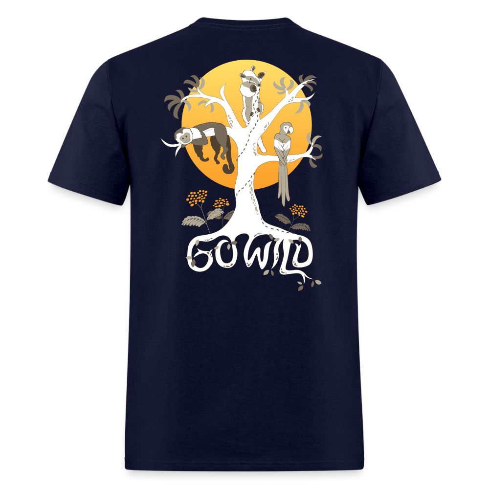 Go Wild Unisex Classic T-Shirt White Graphic - navy