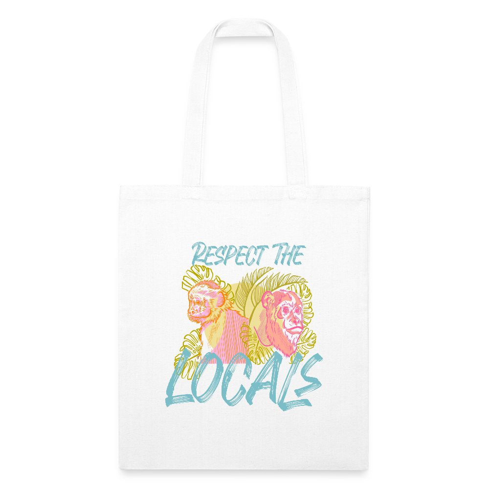 Recycled Tote Bag - Respect The Locals Blue - white