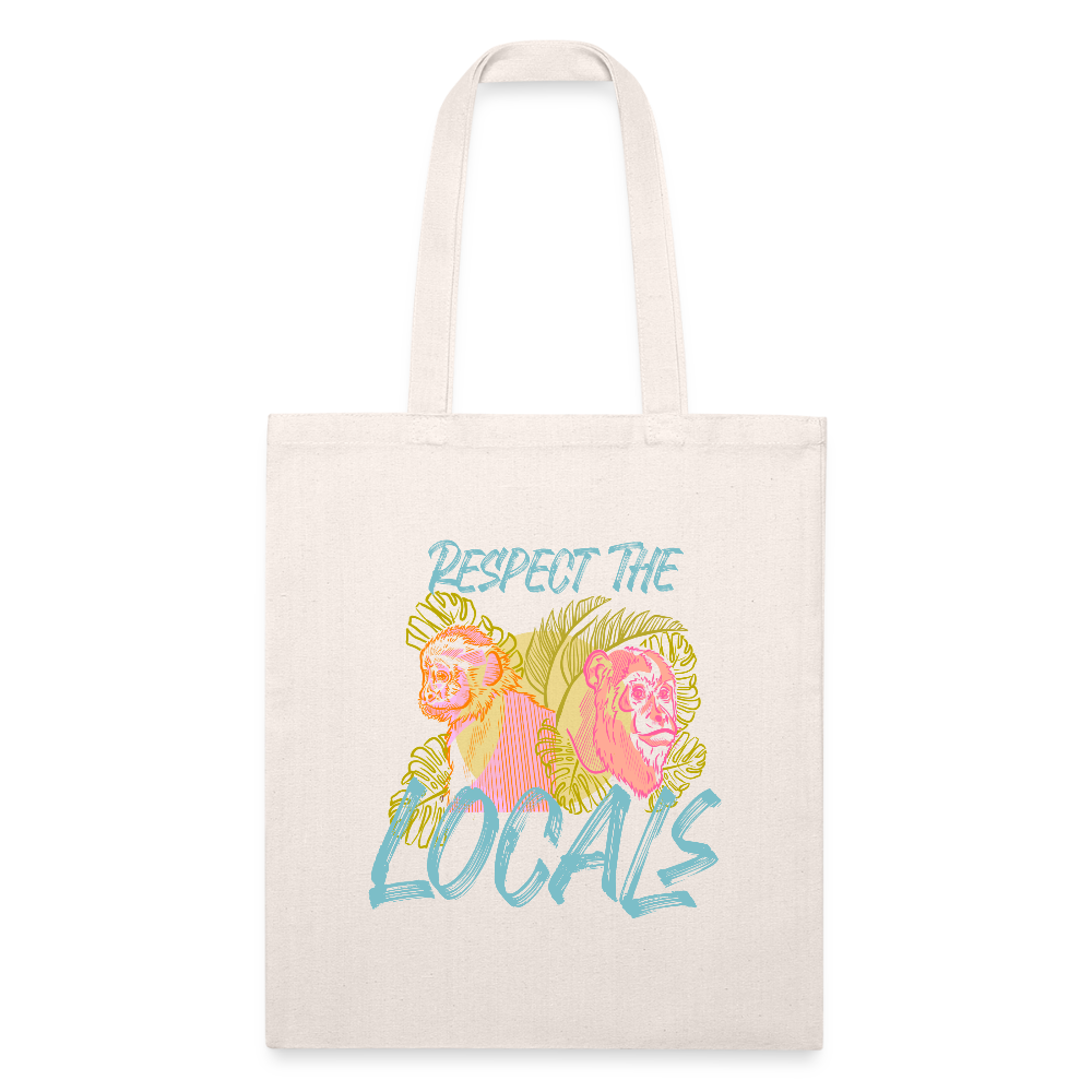 Recycled Tote Bag - Respect The Locals Blue - natural