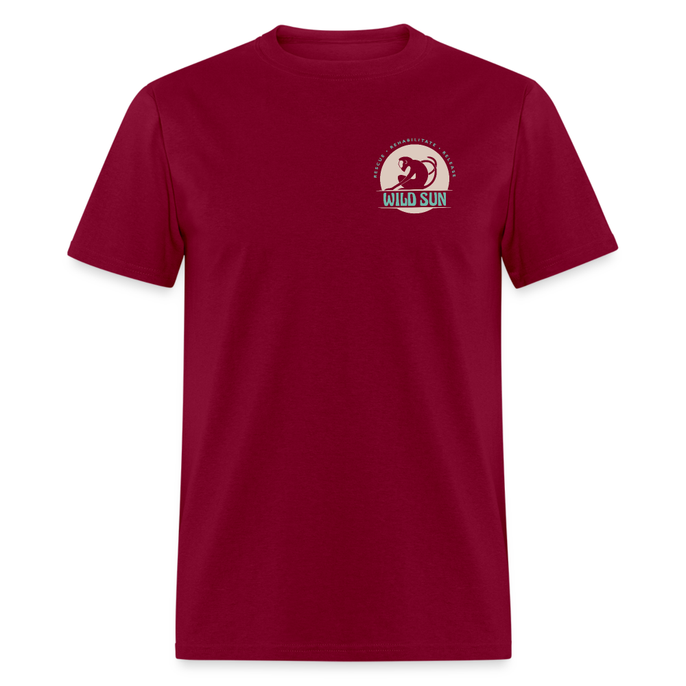 Respect The Locals Unisex T-Shirt - Gray Logo - burgundy