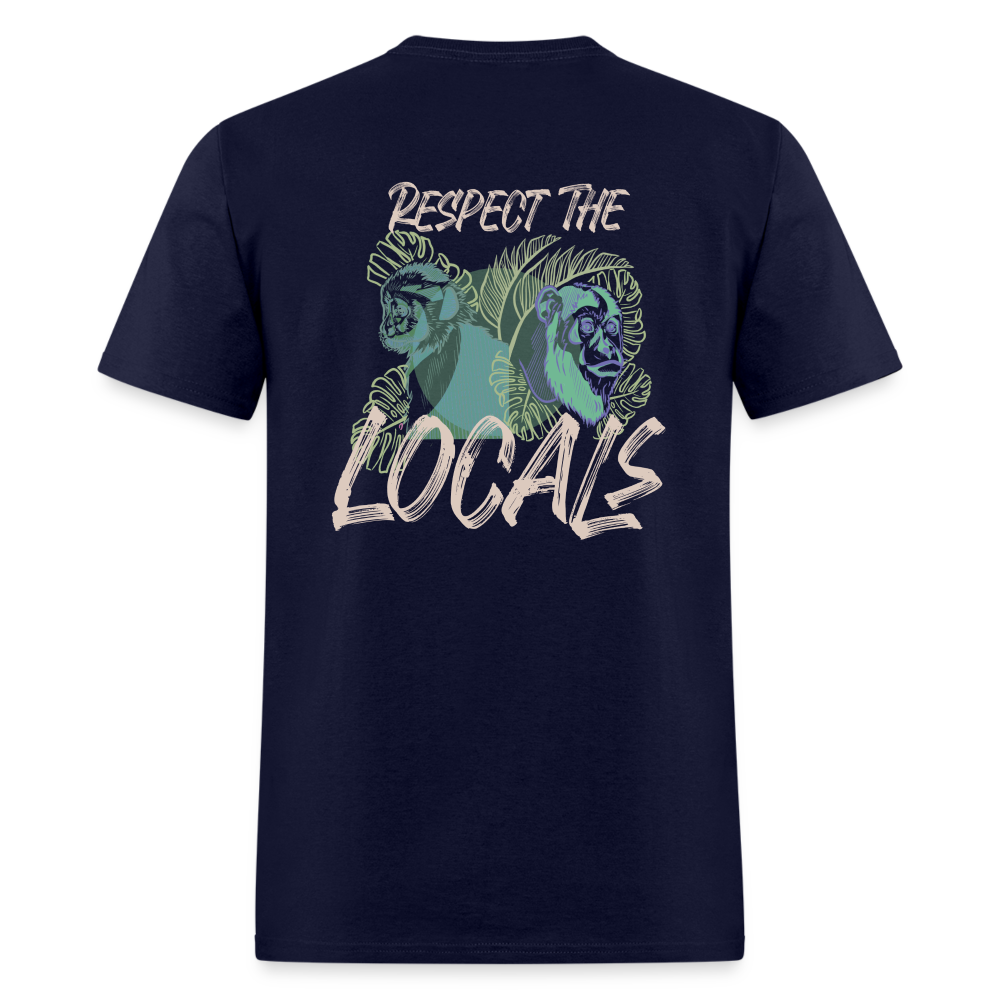 Respect The Locals Unisex T-Shirt - Gray Logo - navy