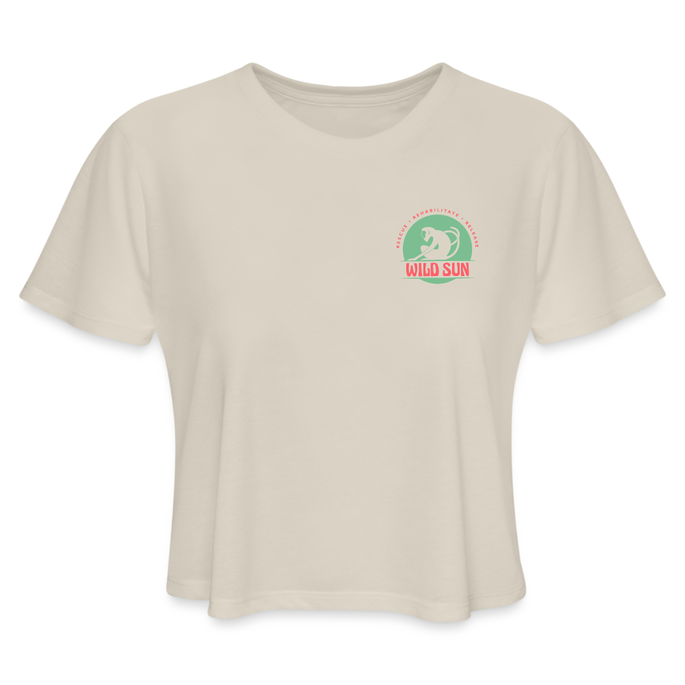 Respect the Locals - Green Logo - Women's Cropped T-Shirt - Beige - dust