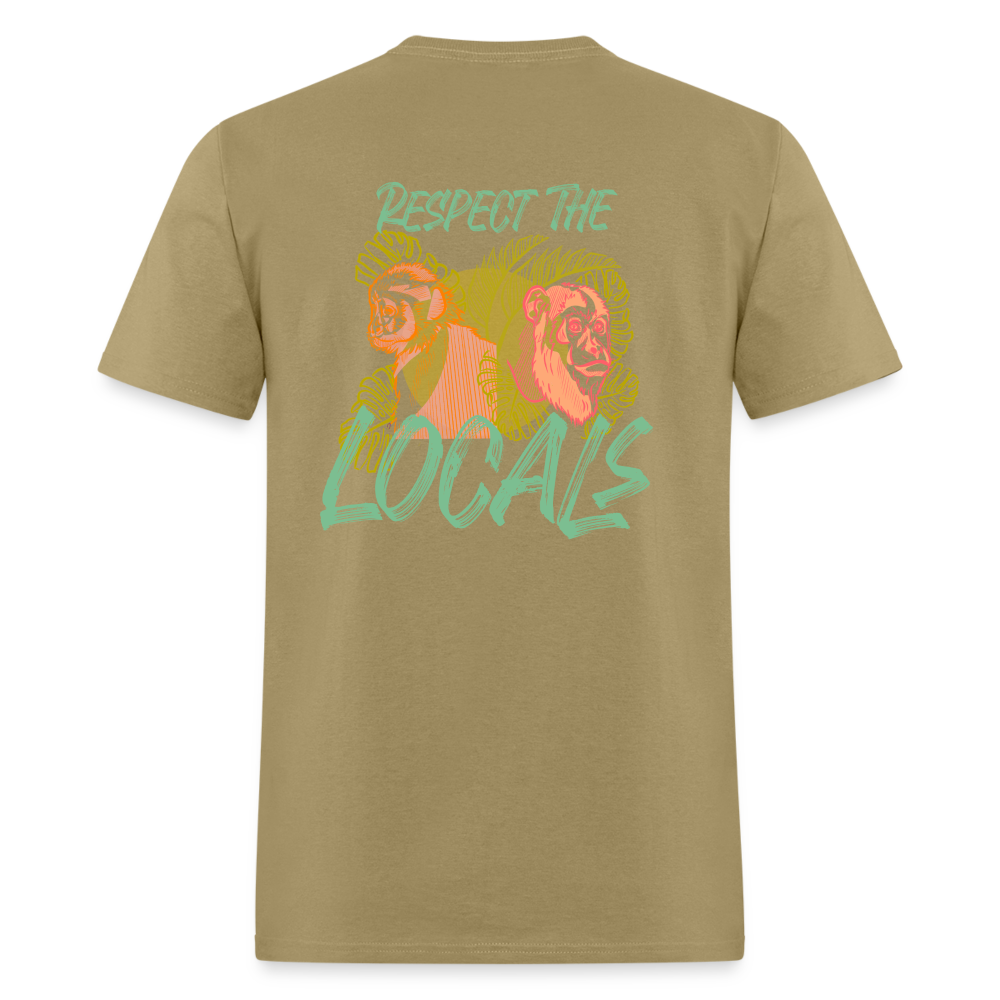 Respect The Locals Unisex Classic T-Shirt - Green Logo - khaki