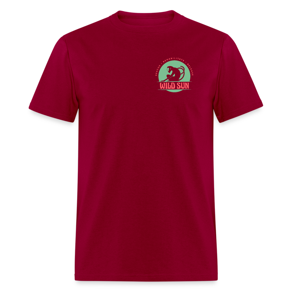 Respect The Locals Unisex Classic T-Shirt - Green Logo - dark red