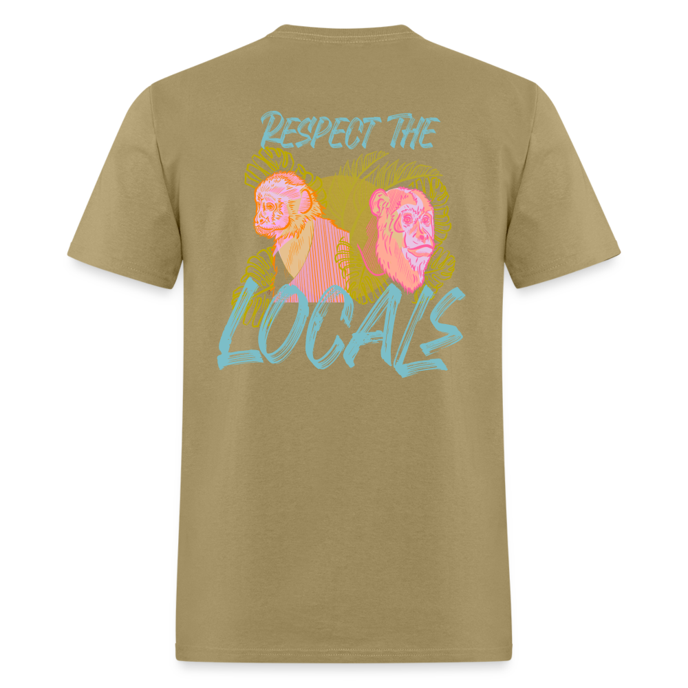 #7 Respect The Locals Unisex Classic T-Shirt - Blue Logo - khaki