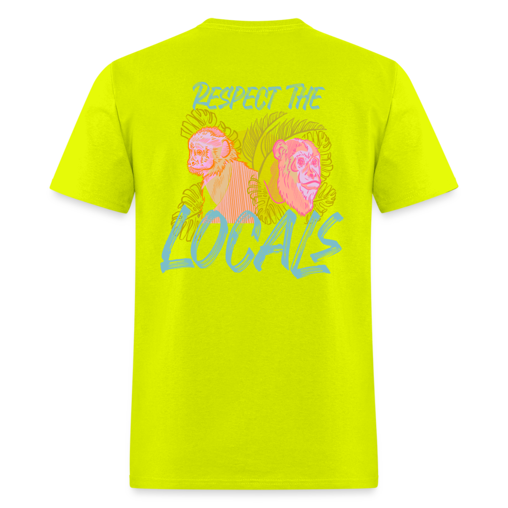 #7 Respect The Locals Unisex Classic T-Shirt - Blue Logo - safety green