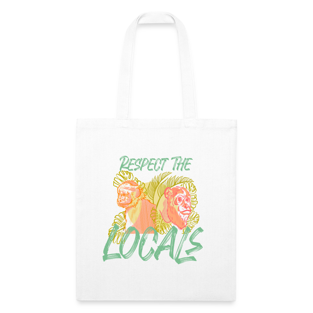 Recycled Tote Bag - Respect The Locals Green - white