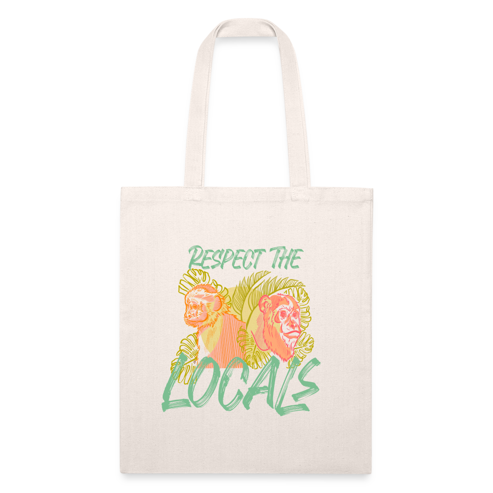 Recycled Tote Bag - Respect The Locals Green - natural