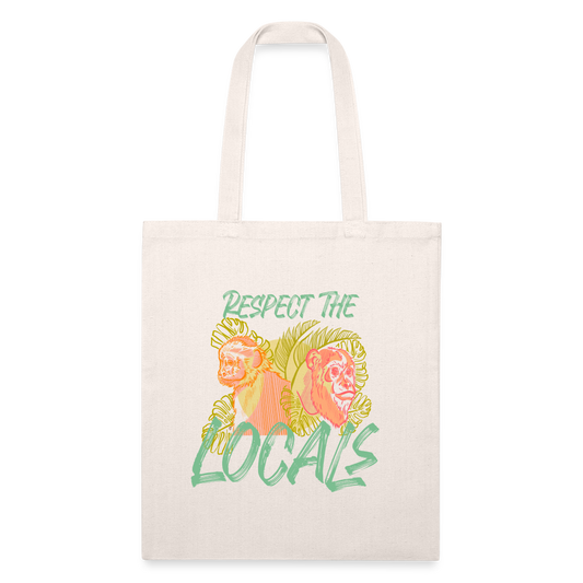 Recycled Tote Bag - Respect The Locals Green - natural