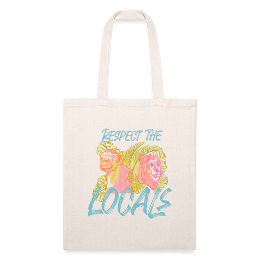 Recycled Tote Bag - Respect The Locals Blue - natural
