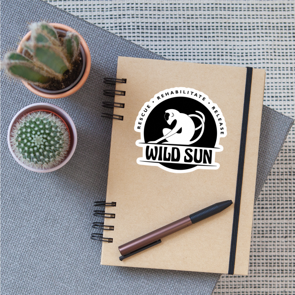 Wild Sun Sticker Black Logo - white matte