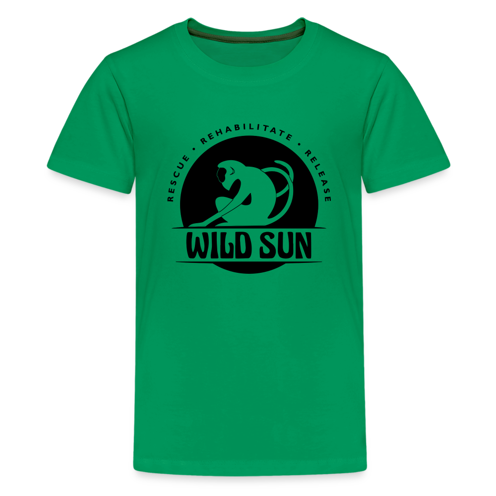 Wild Sun Kids' Premium T-Shirt Black Logo - kelly green