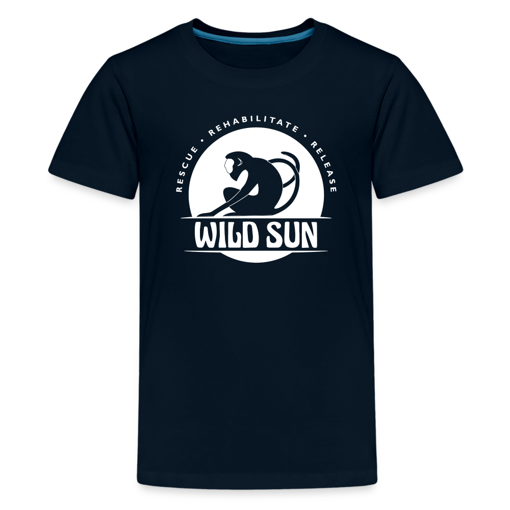 Wild Sun Kids' Premium T-Shirt White Logo - deep navy