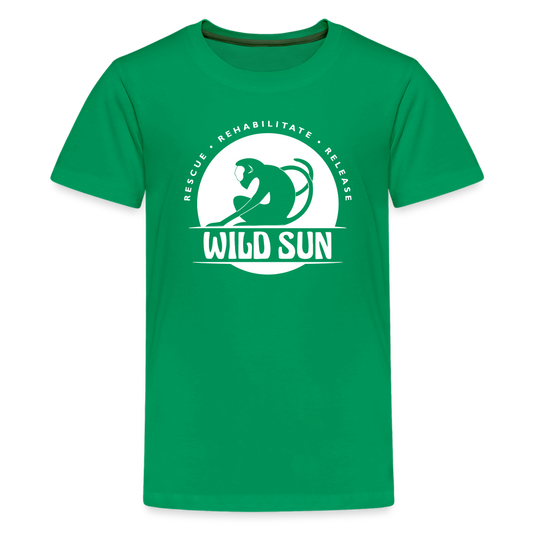 Wild Sun Kids' Premium T-Shirt White Logo - kelly green