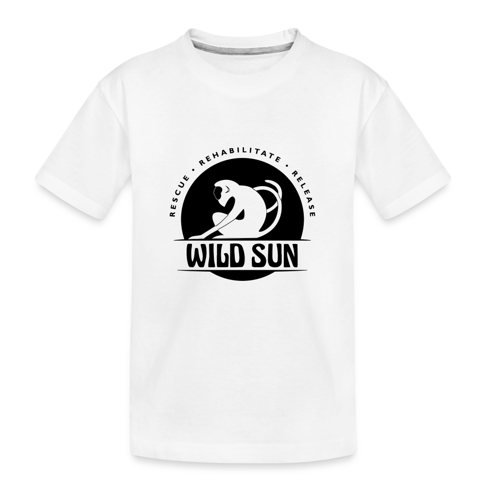 Wild Sun Toddler Premium Organic T-Shirt Black Logo - white