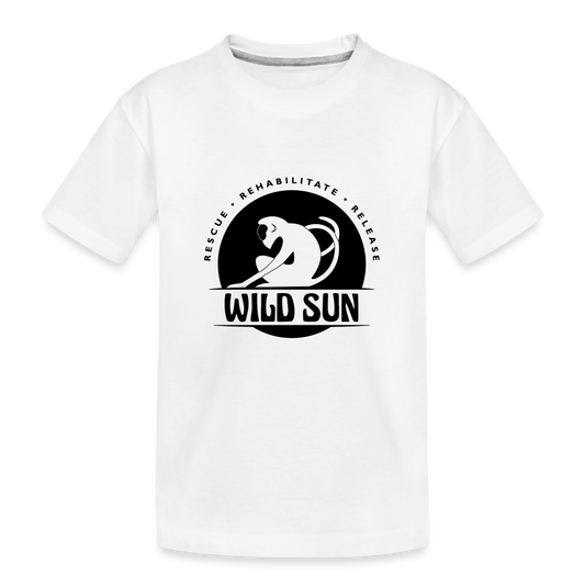 Wild Sun Toddler Premium Organic T-Shirt Black Logo - white