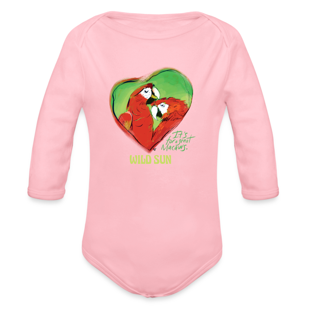 Great Macaws Long Sleeve Baby Bodysuit - light pink