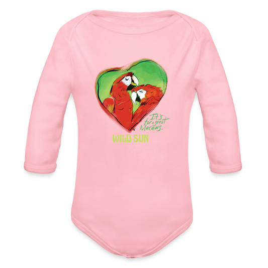 Great Macaws Long Sleeve Baby Bodysuit - light pink