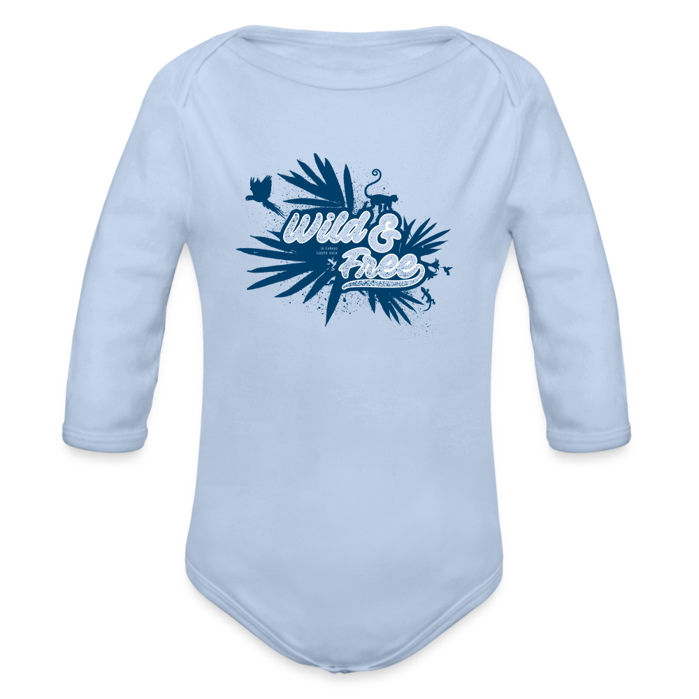 Wild & Free Organic Long Sleeve Baby Bodysuit - sky