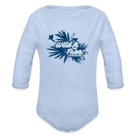 Wild & Free Organic Long Sleeve Baby Bodysuit - sky